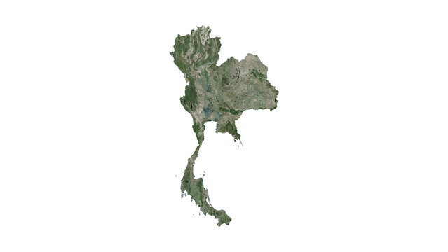 High Detailed THAILAND Map PNG, Geographic Relief and Terrain Illustration of THAILAND