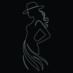 Fototapeta premium Elegant Woman Line Art Logo for Fashion Boutique, Beauty Salon Branding and Luxury Feminine Wall Art Design.