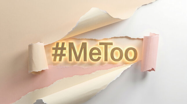 Torn paper reveal with MeToo awareness and social justice concept.