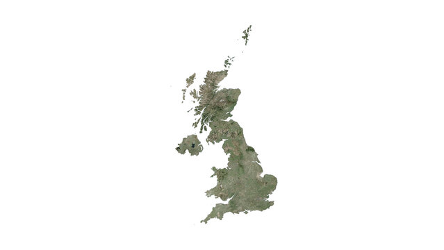 High Detailed UNITED KINGDOM Map PNG, Geographic Relief and Terrain Illustration of UNITED KINGDOM