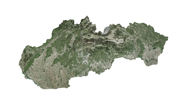 High Detailed SLOVAKIA Map PNG, Geographic Relief and Terrain Illustration of SLOVAKIA
