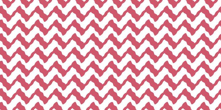 Seamless geometric pattern with artistic brush zigzag lines in red color. Decorative background for wrapping, textile and modern design