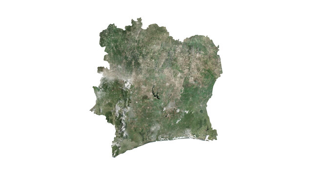High Detailed IVORY COAST Map PNG, Geographic Relief and Terrain Illustration of IVORY COAST