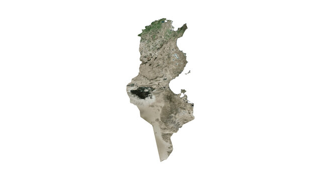 High Detailed Tunisia Map PNG, Geographic Relief and Terrain Illustration of Tunisia