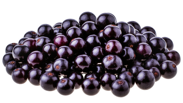 Pile of dark purple acai berries, isolated on transparent background