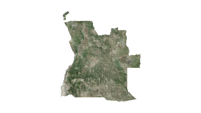High Detailed ANGOLA Map PNG, Geographic Relief and Terrain Illustration of ANGOLA