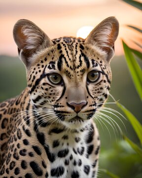 An oncilla , northern tiger cat genetic hybrid experiment fantasy animal, fictional species  in an  field