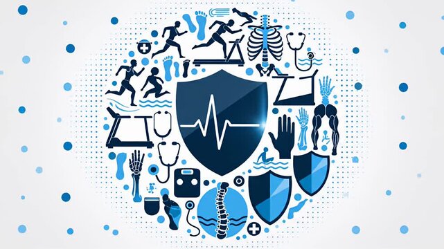 Health and wellness concept illustration featuring icons and symbols