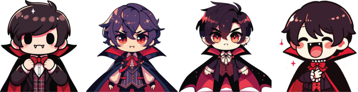 Cute Collection of chibi vampire characters in various poses and outfits 3.