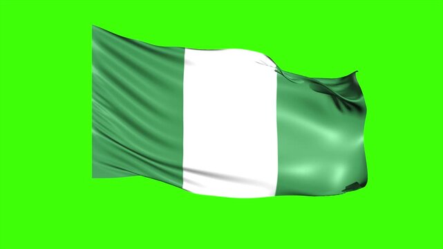 Looping Nigeria Flag Animation on Green Screen, Waving Nigeria Flag Isolated PNG Video