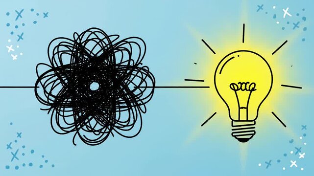 Abstract scribble graphic against a light blue backdrop for conceptual design