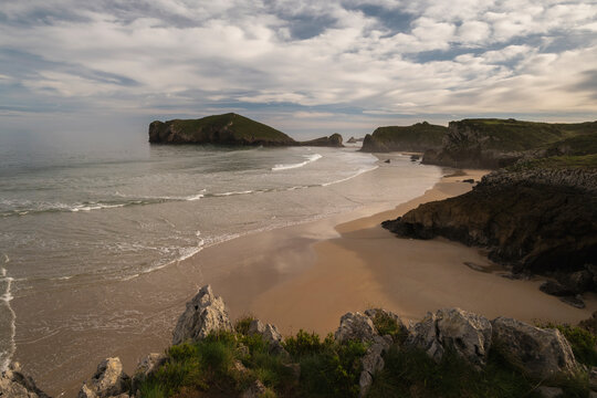 The virgin beach of San Martin in the wild and beautiful coast of Llanes, Asturias, Northern Spain