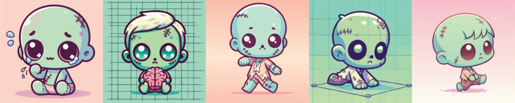 Cute Chibi Zombie Characters Collection 1.