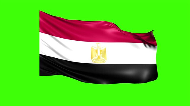 Looping EGYPT Flag Animation on Green Screen, Waving EGYPT Flag Isolated PNG Video