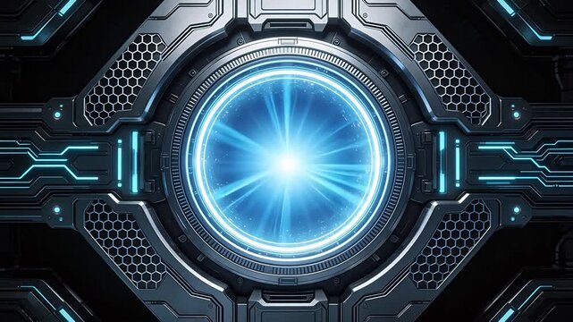 Futuristic scifi portal with glowing blue light