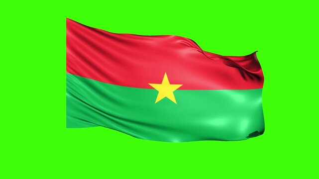 Looping Burkina Faso Flag Animation on Green Screen, Waving Burkina Faso Flag Isolated PNG Video