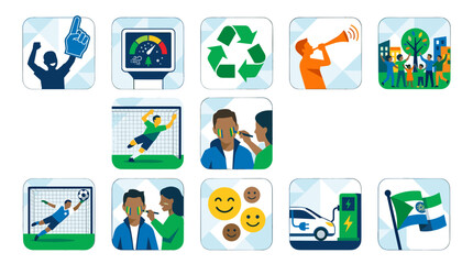 Fototapeta premium Collection of ecofriendly and sustainability icons and symbols
