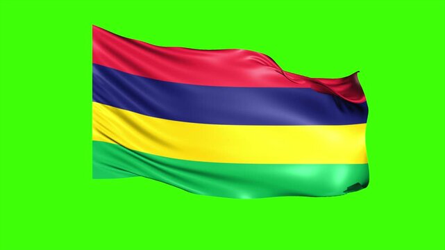 Looping MAURITIUS Flag Animation on Green Screen, Waving MAURITIUS Flag Isolated PNG Video