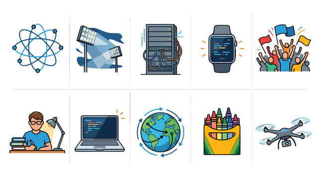 Collection of technology and education icons