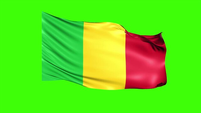 Looping MALI Flag Animation on Green Screen, Waving MALI Flag Isolated PNG Video