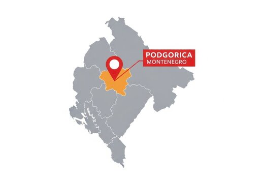 Map of montenegro with podgorica highlighted