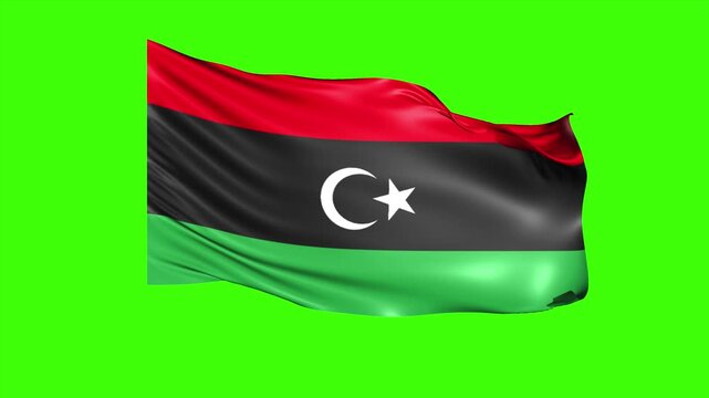 Looping LIBYA Flag Animation on Green Screen, Waving LIBYA Flag Isolated PNG Video