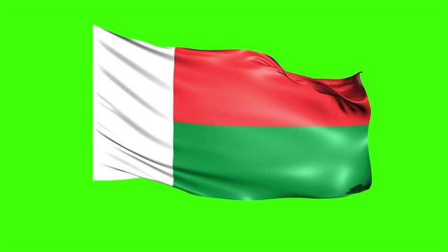 Looping MADAGASCAR Flag Animation on Green Screen, Waving MADAGASCAR Flag Isolated PNG Video