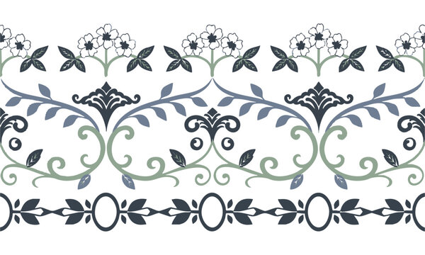 Decorative tropical floral seamless repeat pattern vector.