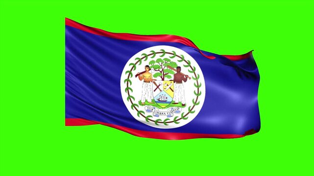 Looping BELIZE Flag Animation on Green Screen, Waving BELIZE Flag Isolated PNG Video