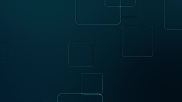 Dark blue minimalist background with slow moving geometric square outlines for corporate presentations or technology business videos