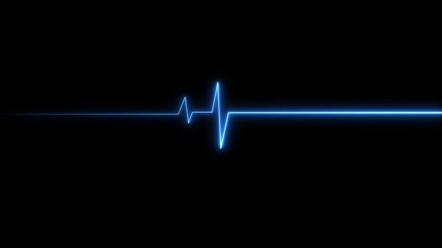 Abstract heartbeat and pulse rate on black background. Glowing neon heartbeat icon. Heart bit signal animated.animation 4k video