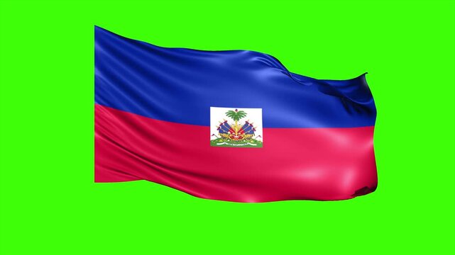 Looping HAITI Flag Animation on Green Screen, Waving HAITI Flag Isolated PNG Video
