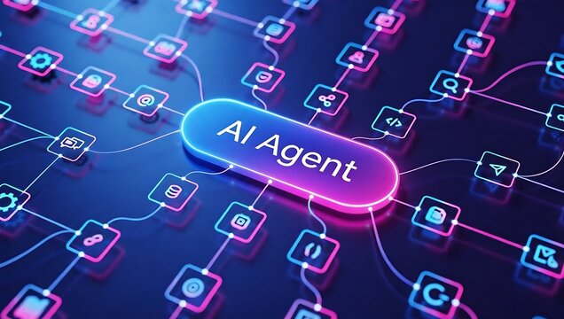 AI agentic workflow automation artificial intelligence agent software interface nodes triggers data tool dashboard coding icon