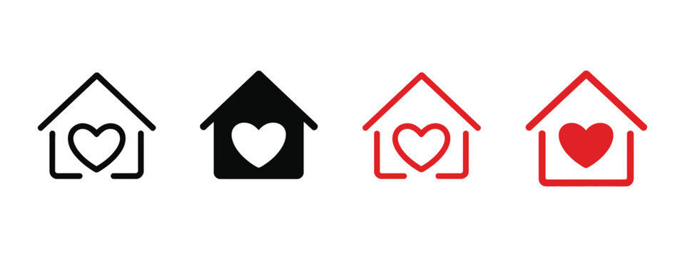 House with Heart icon vector illustration, Home Shape Combined with Love symbol for Charity, Family Care, Community Support and Health concept design.
