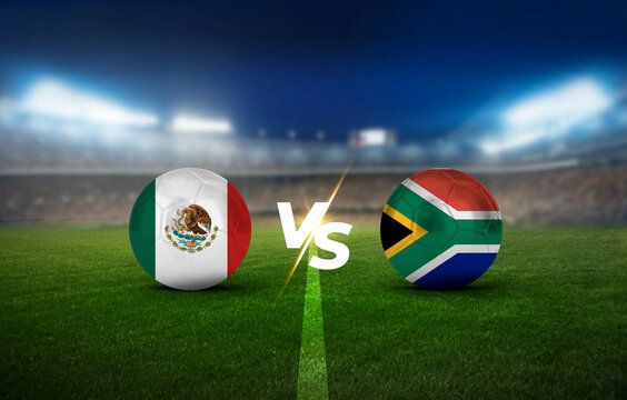 Mexico vs South Africa Football Match schedule concept background. Mexico vs South Africa match template background.