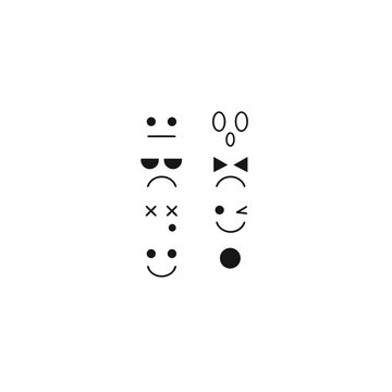 Geometric emoticons facial expressions vector set