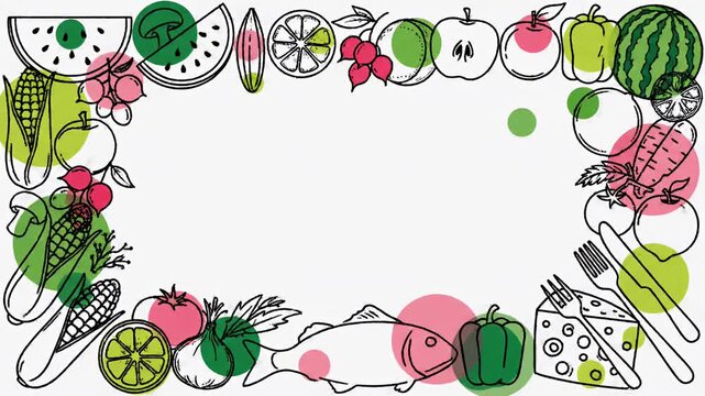 Abstract illustration of culinary elements and geometric design background