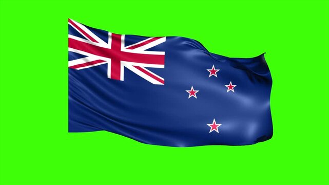 Looping NEW ZEALAND Flag Animation on Green Screen, Waving NEW ZEALAND Flag Isolated PNG Video