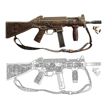 vector illustration of a gun Micro UZI