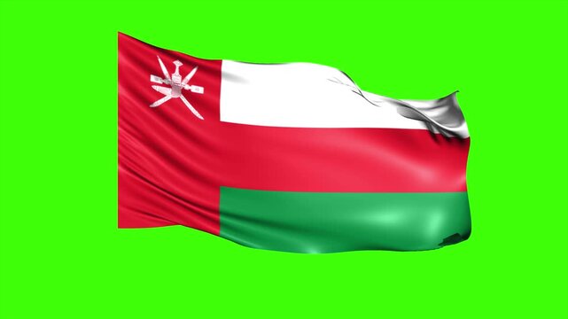 Looping OMAN Flag Animation on Green Screen, Waving OMAN Flag Isolated PNG Video