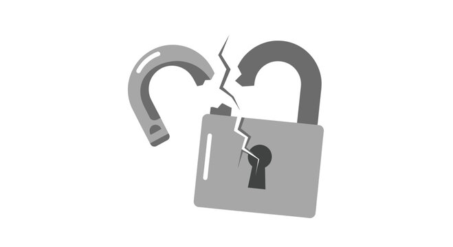 Broken Padlock Symbolizing Security Breach, Data Leak, or Failed Protection