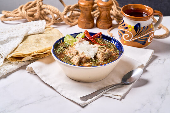 Traditional menudo or pancita, authentic mexican food