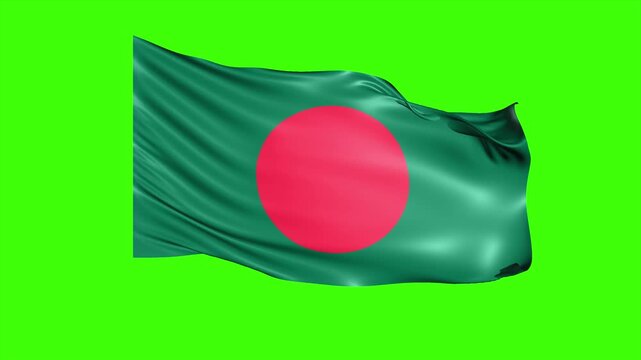 Looping BANGLADESH Flag Animation on Green Screen, Waving BANGLADESH Flag Isolated PNG Video