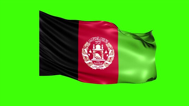 Looping AFGHANISTAN Flag Animation on Green Screen, Waving AFGHANISTAN Flag Isolated PNG Video