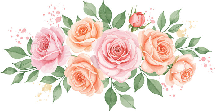 A beautiful bouquet of fresh pink and red roses isolated on a white background, making a perfect floral gift for a romantic Valentine celebration or wedding day