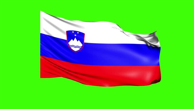 Looping SLOVENIA Flag Animation on Green Screen, Waving SLOVENIA Flag Isolated PNG Video