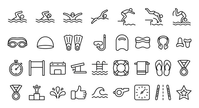 Set of swimming icons