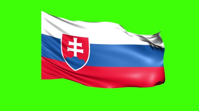 Looping SLOVAKIA Flag Animation on Green Screen, Waving SLOVAKIA Flag Isolated PNG Video