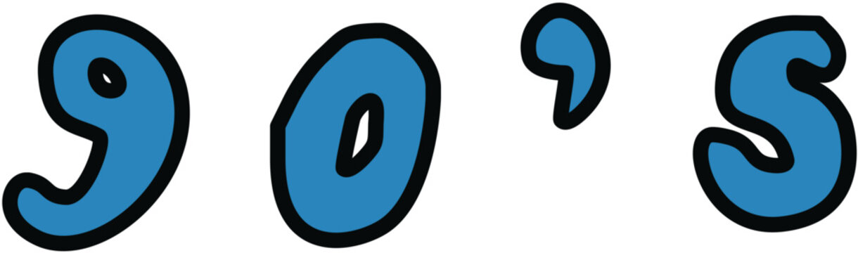 Retro text saying nineties 90s theme design