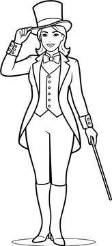Circus lady ringmaster performer costume outfit coloring page